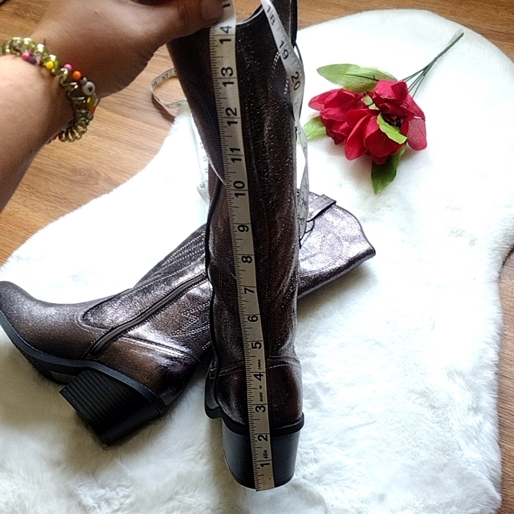 Women's Country Western Boots Festival Metallic Boots Stacked Heel | Size 7.5 - Picture 10 of 17